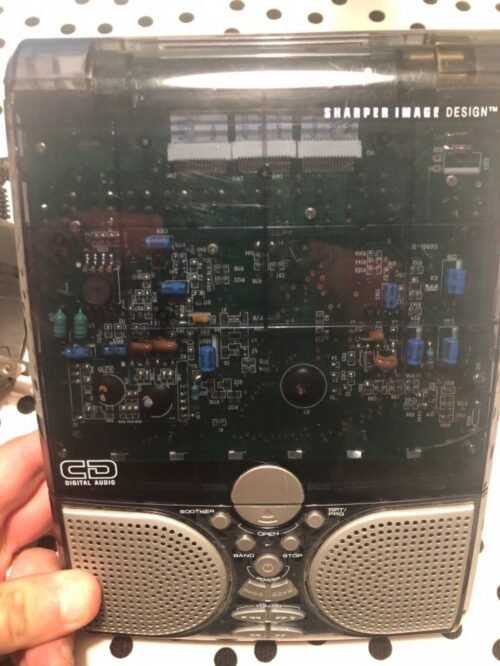 Sharper Image CD Clock Radio Sound Soother SI686 ~ CLEAR TRANSLUCENT Gray