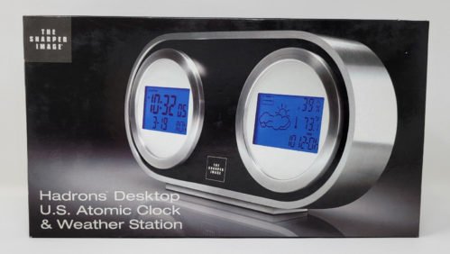 Sharper Image Hadrons Atomic Clock and Weather Station ~ NEW