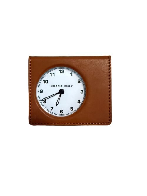 Sharper Image Leather Travel Alarm Clock NIB. Ready To Gift