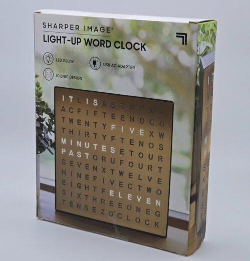 Sharper Image Light-Up Word Clock LED Glow USB AC Adapter OPEN BOX