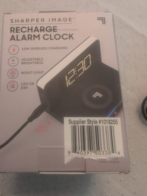 Sharper Image Recharge Alarm Clock With Wireless Charging