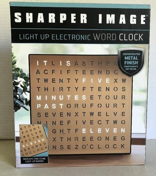 Sharper Image Word Clock with LED Light Display w/power adaptor NEW