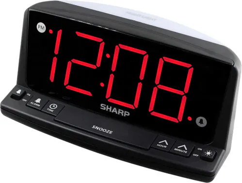 SHARP LED Digital Alarm Clock – Simple Operation - Easy to See Large Numbers