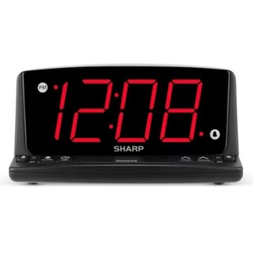 Sharp LED Night Light Alarm Clock: Jumbo Display, Bedroom BedsideSnooze Function