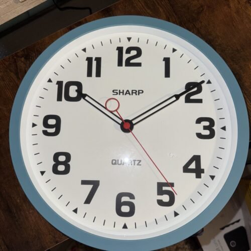 SHARP Matte Teal Wall Clock 12" Inch Silent Non-Ticking Modern Stylish Quartz