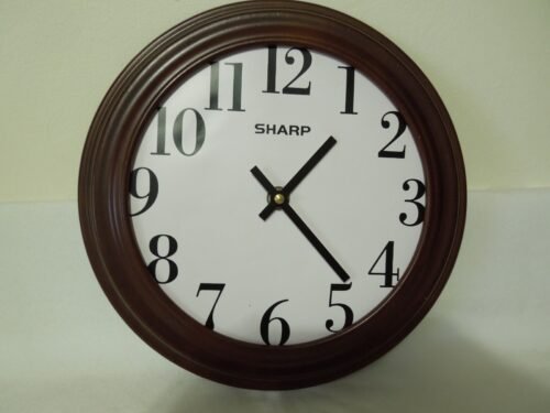 Sharp Quartz Wall Clock 10" Diameter Wood Frame New Movement Made in USA