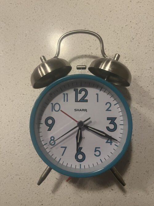 Sharp Retro Analog Twin Bell Turquoise Alarm Clock