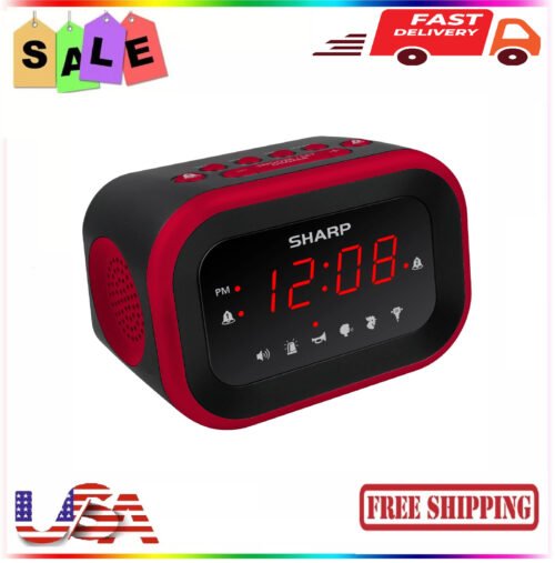 Sharp Super Loud Alarm Clock for Heavy Sleepers, 6 Extremely Loud Wake Up Sounds