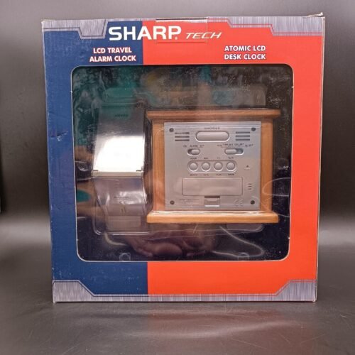 Sharp Tech Atomic LCD Desk Clock & LCD Travel Alarm Clock New in Box