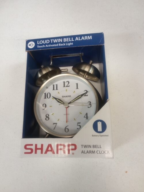 Sharp Twin Bell Alarm Clock - Loud Alarm - Old Look - Battery Operated
