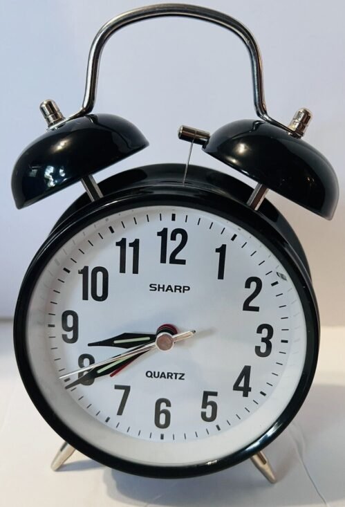 Sharp Twin Bell Quartz Analog Alarm Clock Black - sharptwinbellquartzanalogalarmclock black 1