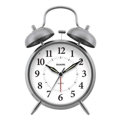 SHARP Twin Bell Quartz Analog Alarm Clock, Loud Alarm, Battery Operated