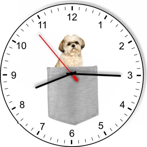 Shih Tzu In Your Pocket Dog kitchen living room Wall Clock