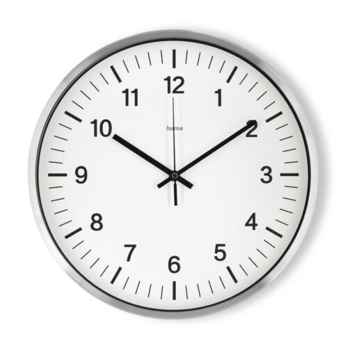 Shiny Radio-Controlled Wall Clock, Ø 35Cm, Aluminum