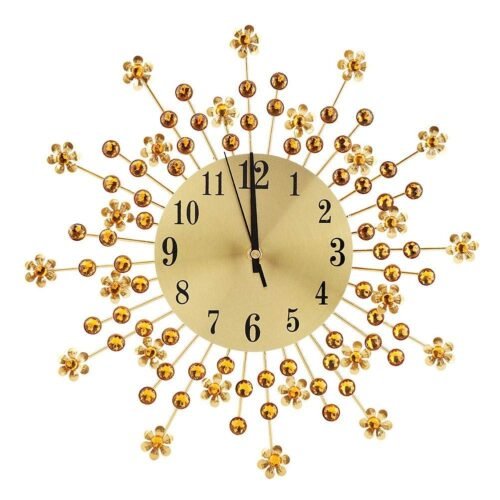 Shopping Spree Gold Sunburst Wall Clock, European Style Flower-Shaped Wall-Mo...
