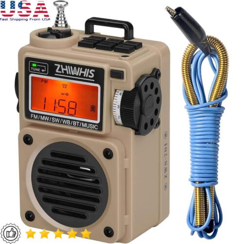 Shortwave Radio Bluetooth Speaker MP3 Player Portable Alarm Clock NOAA Receiver