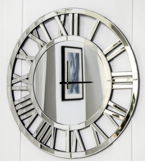 SHYFOY 24" Large Wall Clock Decorative, Acrylic Mirrored Clock for Living Room