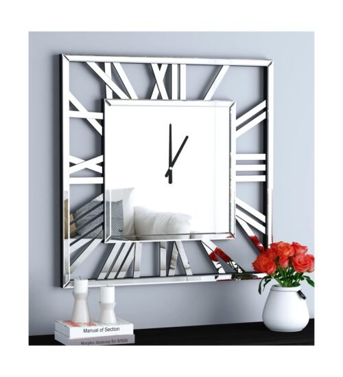 SHYFOY 32'' Decorative Wall Clocks, Oversize Clock for Wall, Modern Mirrored ...