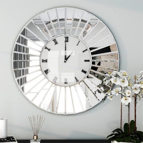 SHYFOY Mirrored Wall Clocks, 24" Decorative Large Clock for Wall Decor, Overs...