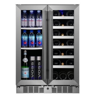 Signature 24 in. 64-Can and 20-Bottle French Door Stainless Steel Dual Zone...
