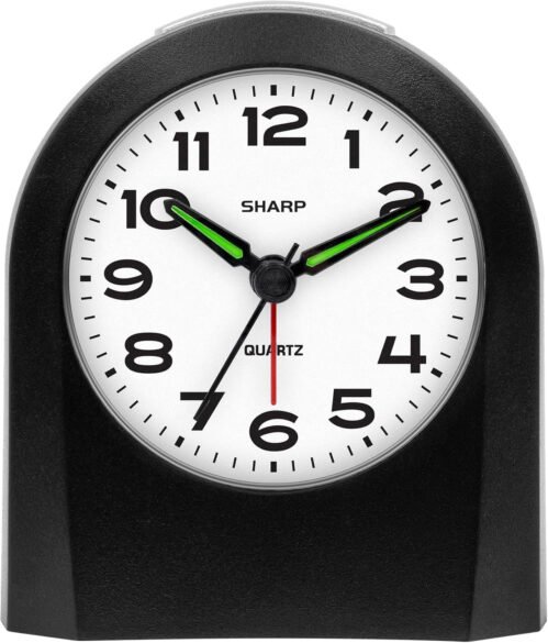 Silent Analog Alarm Clock Battery Operated No Ticking Light Snooze Beep Alarm