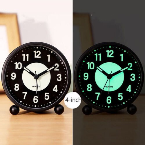 Silent Bedside Alarm Clock | Non~Ticking | Glow-in-the-Dark Bedroom Clock