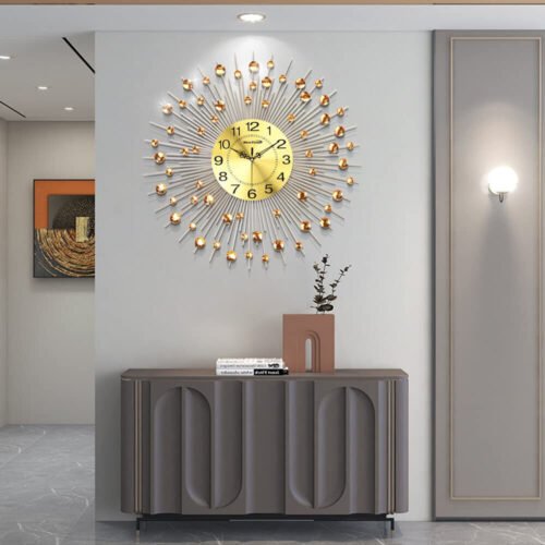 Silent Giant Decorative Office Non Ticking Metal Wall Clock Battery Operated Cry