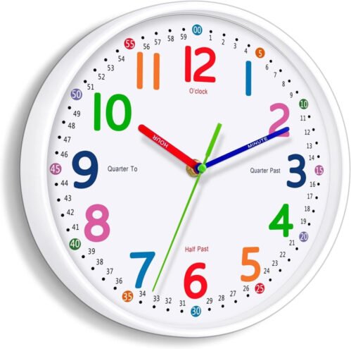 Silent Kids Wall Clock – Non-Ticking, Battery-Powered, Ideal for Teaching Time a