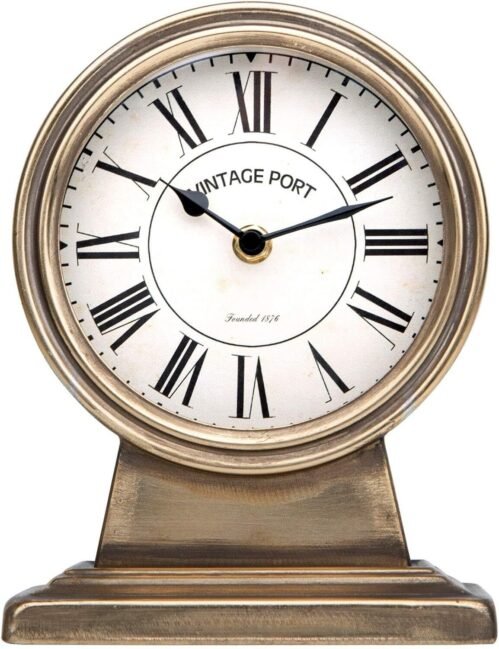 Silent Non-Ticking Battery Operated Rustic Table... Vintage Gold Mantle Clock