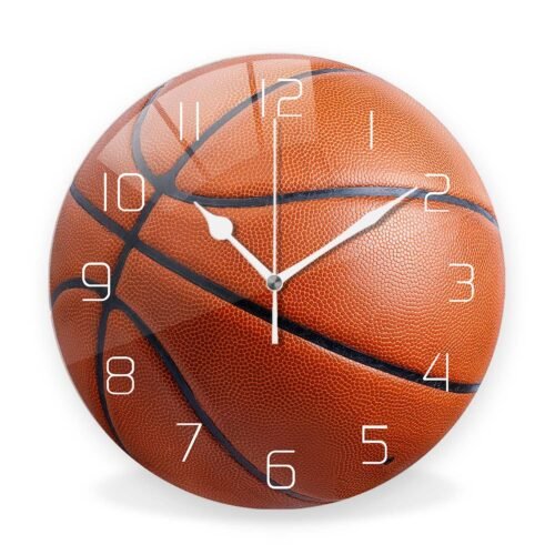 Silent Non-Ticking Sport Theme Wall Clocks Basketball Pattern Wall Clock Batt...