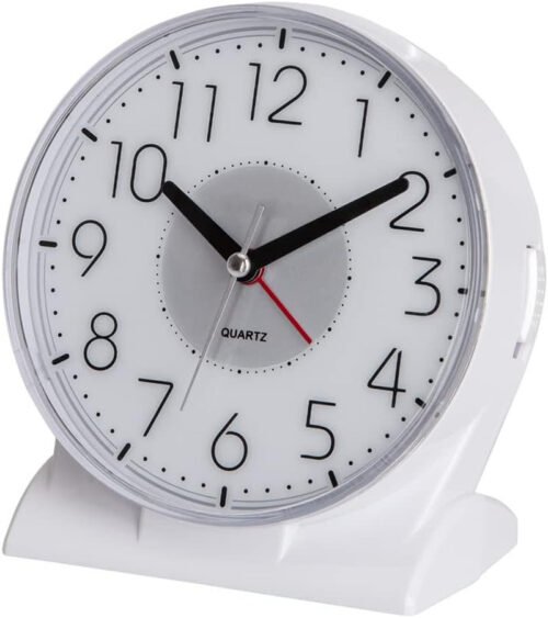 Silent No Ticking Analog Alarm Clock,Readable for Seniors Vision Impaired,Easy t