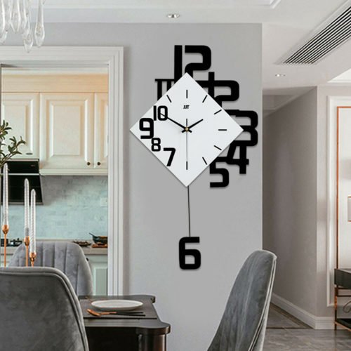 Silent Pendulum Clock Living Room Big Swing Wall Clocks Modern Nordic Fashion US
