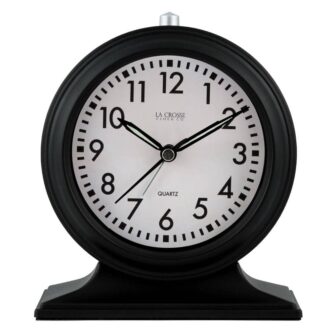 Silent Sweep Black Mantel Quartz Alarm Clock