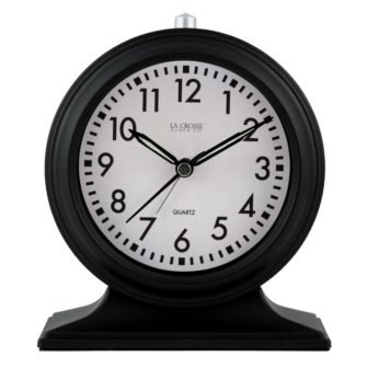 Silent Sweep Black Mantel Quartz Alarm Clock