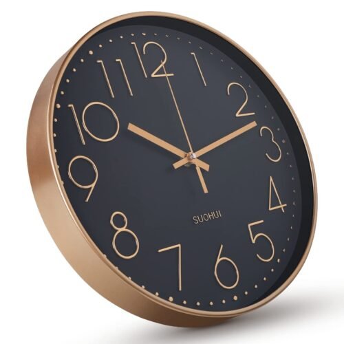 Silent Wall Clock 12 Inch Non-Ticking Wall Clocks Battery Operated for Living...