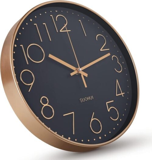 Silent Wall Clock 12 Inch Nonticking Wall Clocks Battery Operated For Living Roo