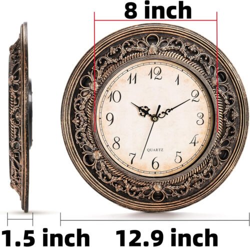 Silent Wall Clock, 13 Inch Vintage Large Wall Clocks, Battery Operated round ...