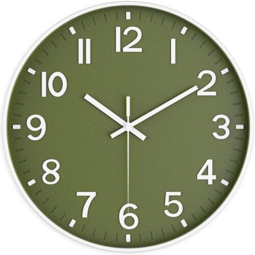 Silent Wall Clock Non-Ticking Battery Operated, 8 Inch