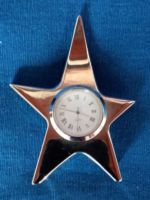 Silver Chrome Star Desk Clock 4" x 3” Best of America Promo