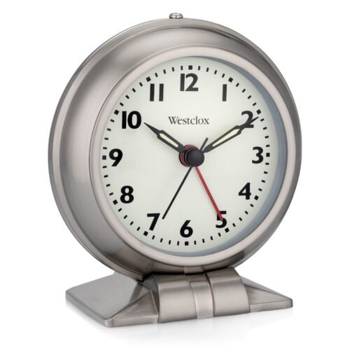 Silver metal analog alarm clock - sleek and elegant, accurate timing