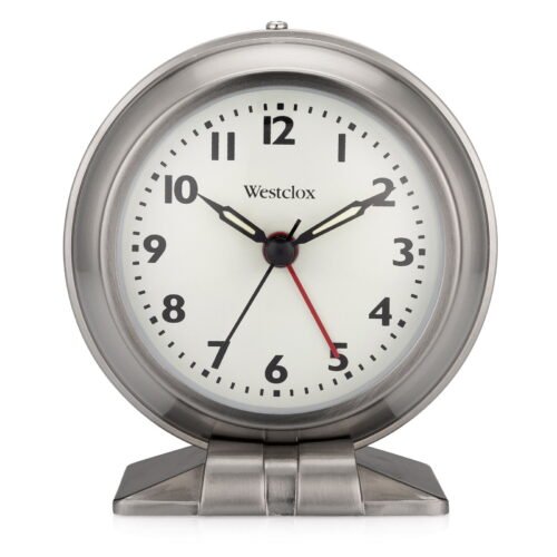 Silver Metal Analog Alarm Clock - Sleek and Elegant, with Precision Timekeeping