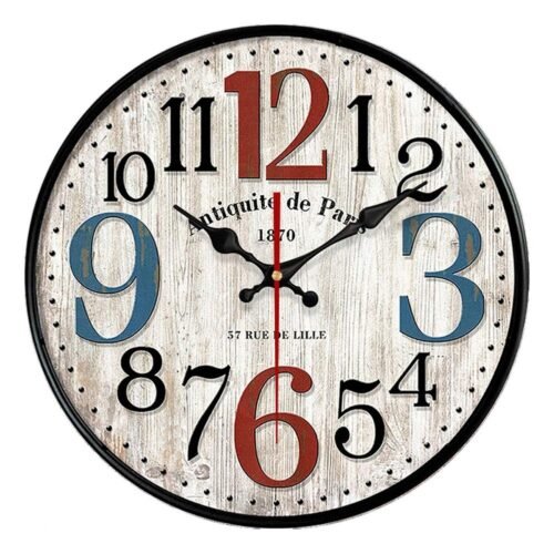 Simple European Style Wall Clock Wooden MDF Waterproof Silent Art Decor for H...
