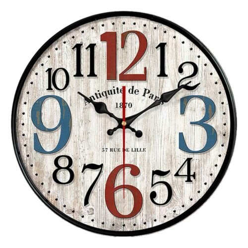 Simple European Wall Clock Wooden MDF Waterproof Silent Art Decor for Home Li...