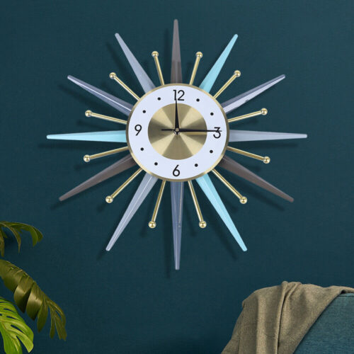 Simple Nordic Vintage Style Mid Century Starburst Wall Clock Wall Watch Decor