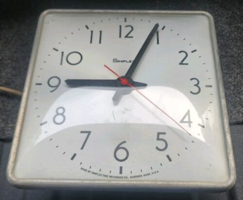 Simplex Industrial Wall Clock Steel Dial Convex Glass WORKS!
