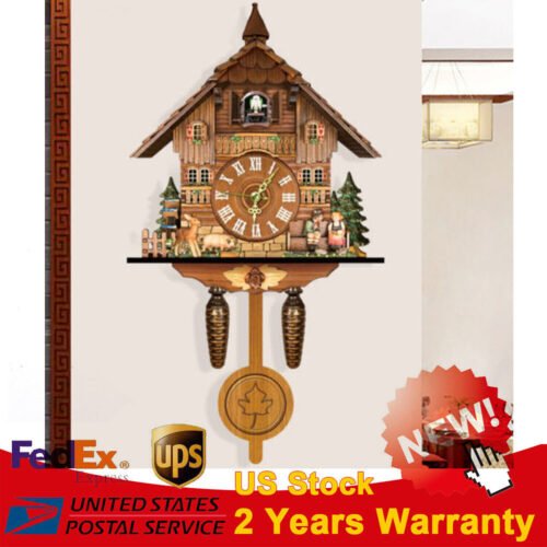 Singing Wall Clock Vintage Pendulum Home Living Room Bedroom Wooden Art Decor