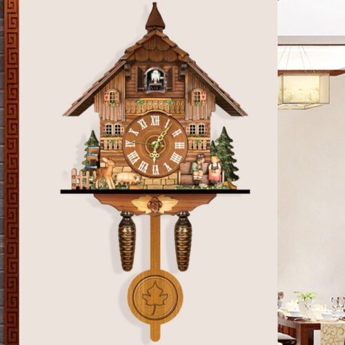 Singing Wall Clock Vintage Pendulum Home Living Room Wooden Art Decor