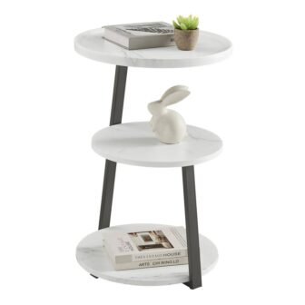 Skylar 15.75 in. MDF 3-Tier Side Table with Raised Lip and Modern...