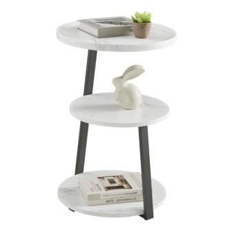 Skylar 15.75 in. MDF 3-Tier Side Table with Raised Lip and Modern...
