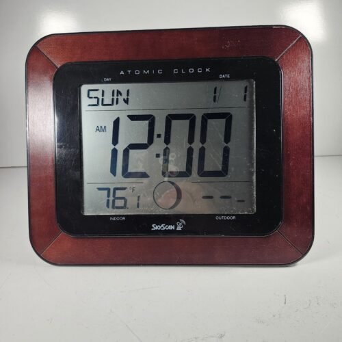 SkyScan Atomic Clock Wood Framed 88901/88902 NO OUTDOOR SENSOR Tested & Working